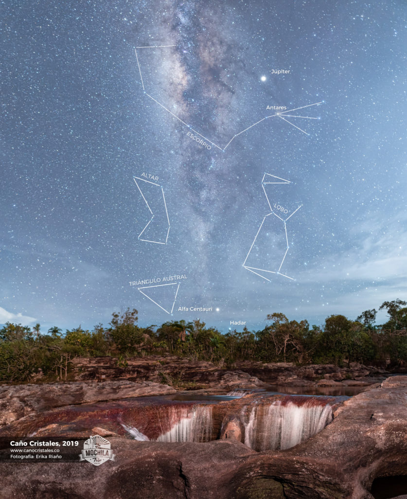 Vía Láctea y Constelaciones sobre Caño Cristales, Colombia por Erika Riaño